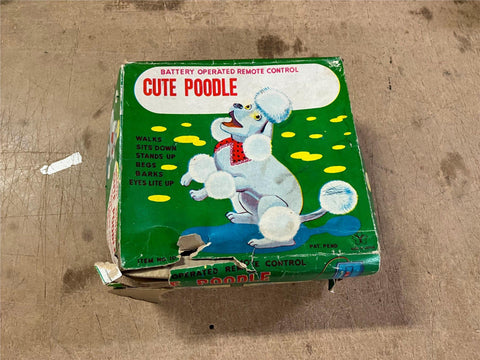 Vintage 1950s Made In Japan Cute Poodle Battery Operated Toy In Original Box