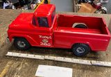 Vtg 1960's Buddy L Zoo Pickup Truck Tin Toy Red Pressed Steel nice original
