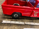 Vtg 1960's Buddy L Zoo Pickup Truck Tin Toy Red Pressed Steel nice original
