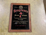 vtg 1980s Made In USA Seagrams 7 Crown American Whisky Mirrored Advertising Sign