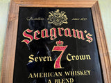 vtg 1980s Made In USA Seagrams 7 Crown American Whisky Mirrored Advertising Sign