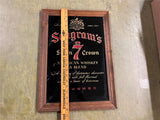 vtg 1980s Made In USA Seagrams 7 Crown American Whisky Mirrored Advertising Sign