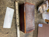 Leather Family Vtg Chest Bost Stamped 1800s Antique Jewelry Ephemera Box Gold!