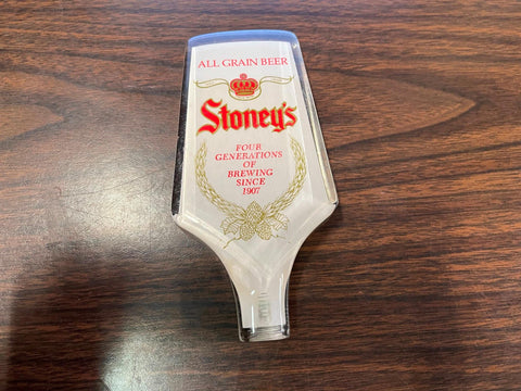 Vintage Stoney's All Grain Beer Advertising Acrylic Tap Handle Tavern Bar