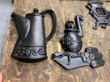 ANTIQUE SEXTON HAND PAINTED COUNTRY KITCHEN COLLECTION CAST ALUMINUM WALL ART