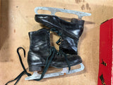 Vintage Made In England J.C. Higgins Black Leather Ice Skates In Orig Box Sz 8