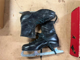 Vintage Made In England J.C. Higgins Black Leather Ice Skates In Orig Box Sz 8
