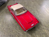 Vintage 1963 Ford Thunderbird MF 333 Tin Friction Toy Car Red White Convertible