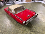 Vintage 1963 Ford Thunderbird MF 333 Tin Friction Toy Car Red White Convertible