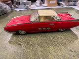 Vintage 1963 Ford Thunderbird MF 333 Tin Friction Toy Car Red White Convertible