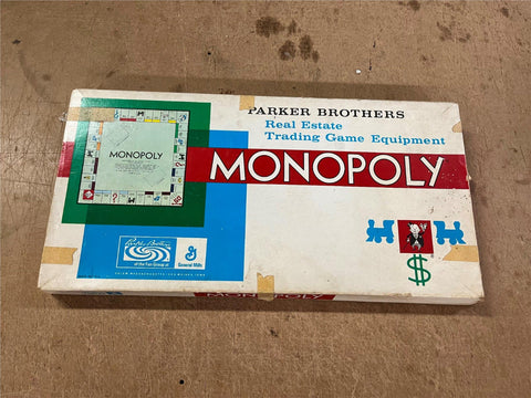 Vintage 1961 Monopoly Real Estate Trading Game Board Game Equipment Made in USA