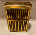 Brass Zippo Lighter Brown Marble Inlay 1996 Unfired Vtg Classy Collectible!