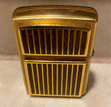 Brass Zippo Lighter Brown Marble Inlay 1996 Unfired Vtg Classy Collectible!