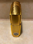 Brass Zippo Lighter Brown Marble Inlay 1996 Unfired Vtg Classy Collectible!