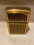 Brass Zippo Lighter Brown Marble Inlay 1996 Unfired Vtg Classy Collectible!
