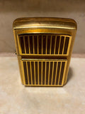 Brass Zippo Lighter Brown Marble Inlay 1996 Unfired Vtg Classy Collectible!