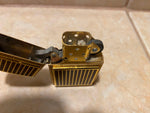 Brass Zippo Lighter Brown Marble Inlay 1996 Unfired Vtg Classy Collectible!