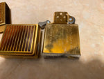Brass Zippo Lighter Brown Marble Inlay 1996 Unfired Vtg Classy Collectible!