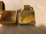 Brass Zippo Lighter Brown Marble Inlay 1996 Unfired Vtg Classy Collectible!
