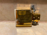 Brass Zippo Lighter Brown Marble Inlay 1996 Unfired Vtg Classy Collectible!