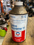 Vtg Delco Oil Brake Fluid Tin Metal Can Cone Top Chevy Hot Rod collector Full!