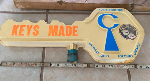 Vtg Curtis Key Double Sided Sign Advertising Service Station Garage Oil Gas Cave