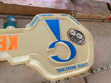 Vtg Curtis Key Double Sided Sign Advertising Service Station Garage Oil Gas Cave