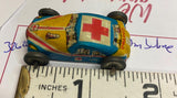 1950s Mini Tin Ambulance Emergency Car Toy Litho Mutli Color 1 1/2" Lego Vtg
