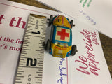 1950s Mini Tin Ambulance Emergency Car Toy Litho Mutli Color 1 1/2" Lego Vtg