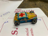 1950s Mini Tin Ambulance Emergency Car Toy Litho Mutli Color 1 1/2" Lego Vtg