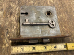 Antique Door Lock Latch  w/ Skeleton Key works Vtg 1930's Orig