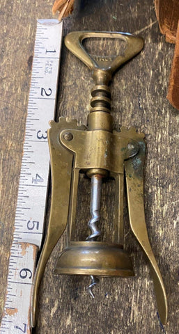 Vtg Italy Brass Winged Wine Bottle Opener Cork Screw