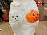 Vtg Made In USA Empire Blow Mold 23" Ghost W/ Skull & Pumpkin Halloween Decor