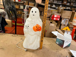 Vtg Made In USA Empire Blow Mold 23" Ghost W/ Skull & Pumpkin Halloween Decor