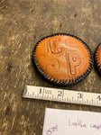 Hand tooled Leather Laced Decor Jewelry Coaster buckle Paper weights Desk Pair!