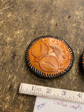 Hand tooled Leather Laced Decor Jewelry Coaster buckle Paper weights Desk Pair!