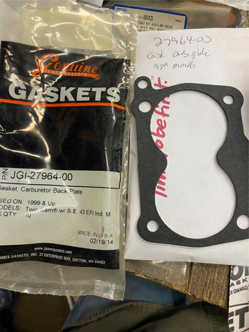 27964-00 Gasket Carb Back Plate Harley FLH Softail Dyna Screamin Eagle Twin Cam