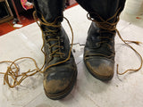 Vtg 1950s Lineman Laces Tall Motorcycle Riding Leather Riding Boots Mens Sz 11