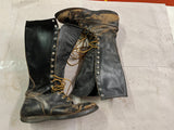 Vtg 1950s Lineman Laces Tall Motorcycle Riding Leather Riding Boots Mens Sz 11