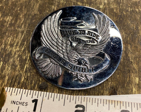 Vtg Live To ride Eagle Emblem Medallion Harley Sissybar Battery Cover Motorcycle