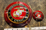 USMC Marines Military Derby Clutch Timer Cover Harley Softail Touring Dyna Twin
