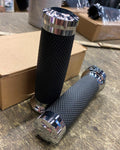 Custom Chrome Handlebar Grips Harley Softail Dyna Sportster FLH Chopper FXD Cabl