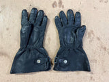 Vintage Heavy Duty Black Leather Winter Riding Gloves Men's Sz L Thermal Warm