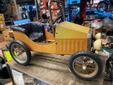 Vtg Pedal Car 1938 Roadster Jalopy Model A convertible Metal tin Lizzy Goki Toys