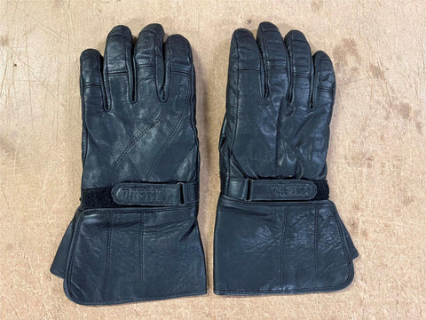 Castle Streetwear Heavy Duty Black Leather Winter Riding Gloves Mens Sz L