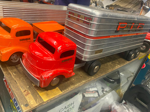 Vtg Smith Miller GMC Tractor Semi Truck PIE Flat nose Trailer Toy 1:16 Original!