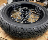 OEM Harley Softail Slim Black Spoke Front Wheel Dunlop Tire 25mm New T/O Factory