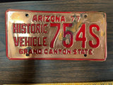 Vintage Arizona 1977 Historic Vehicle License Plate Copper Grand Canyon State
