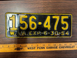Vintage Original 1954 West Virginia License Plate 156-475 Man Cave