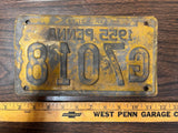 Vintage Original 1955 Pennsylvania License Plate G7018 Man Cave